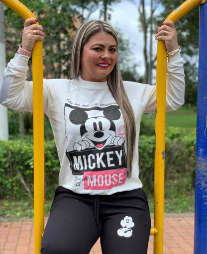 Conjuntos en algodon perchado licrado Mickey Cuadro