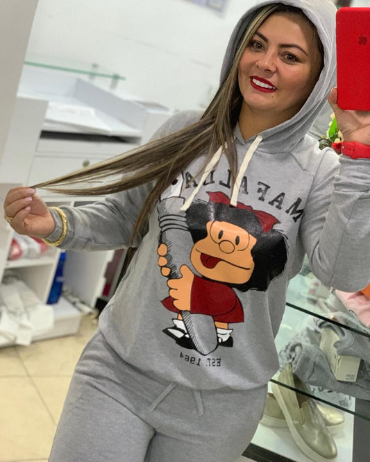 Conjuntos en algodon perchado licrado Mafalda Pincel Gris