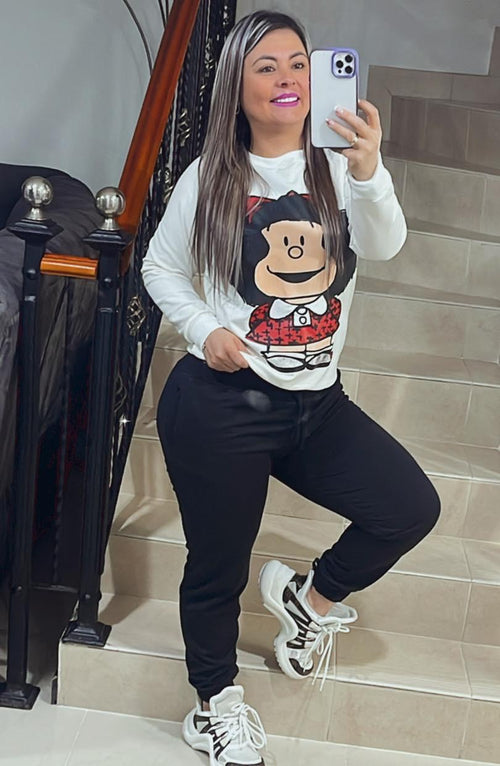 Conjuntos en algodon perchado licrado Mafalda Cabezona