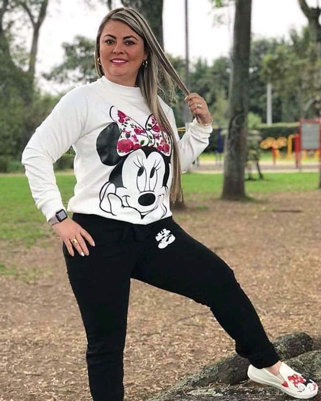 Conjuntos en algodon perchado licrado Minnie moño flores