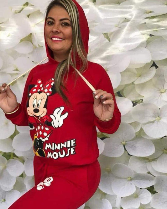 Conjuntos en algodon perchado licrado Minnie tacones rojo